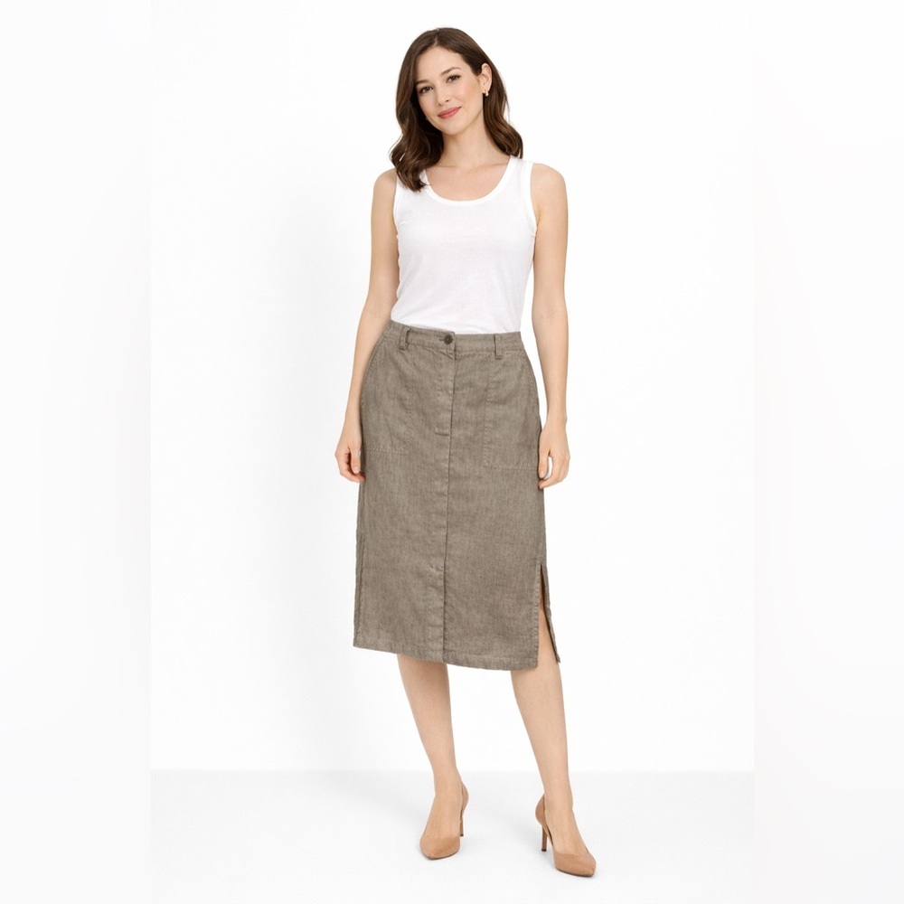 SANDWICH 100% linen skirt in taupe